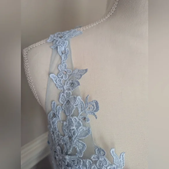 Elegant Blue Lace Dress - Picture 5 of 9